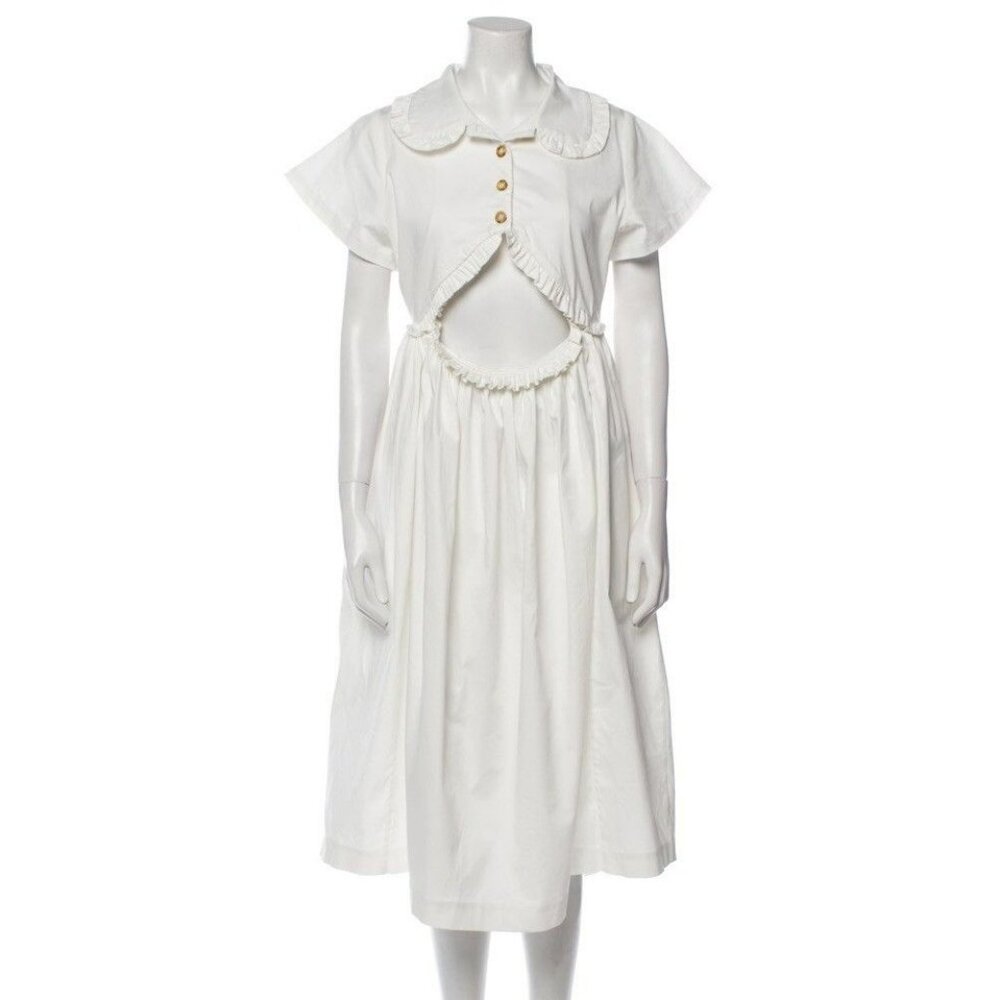 Kika Vargas NWT Mabel Cutout Stretch Cotton Midi White Dress Women's Size Small